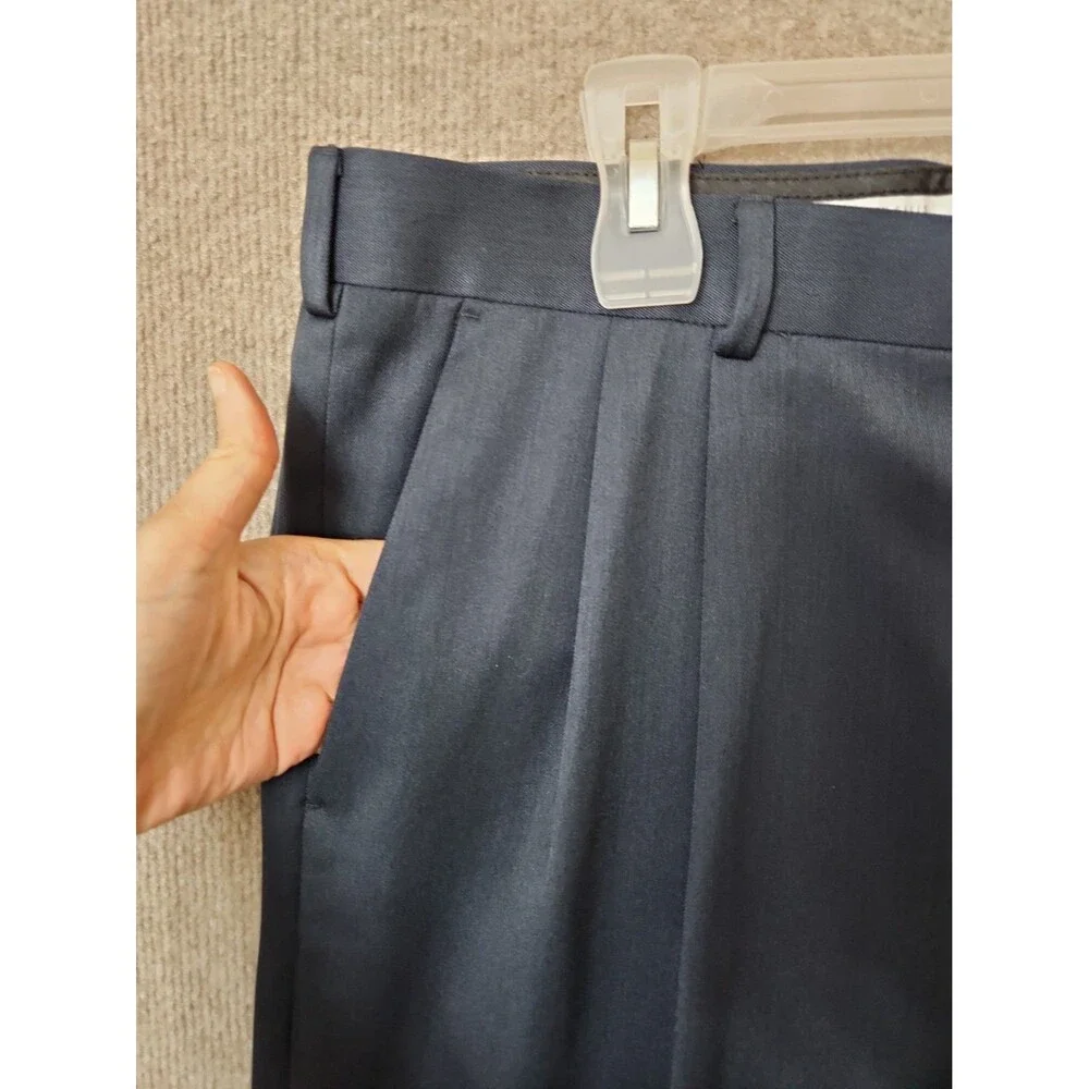 Perry Ellis Portfolio Travel Luxe Dress Pants Men 36x30 Blue Non Iron Cuffed NEW